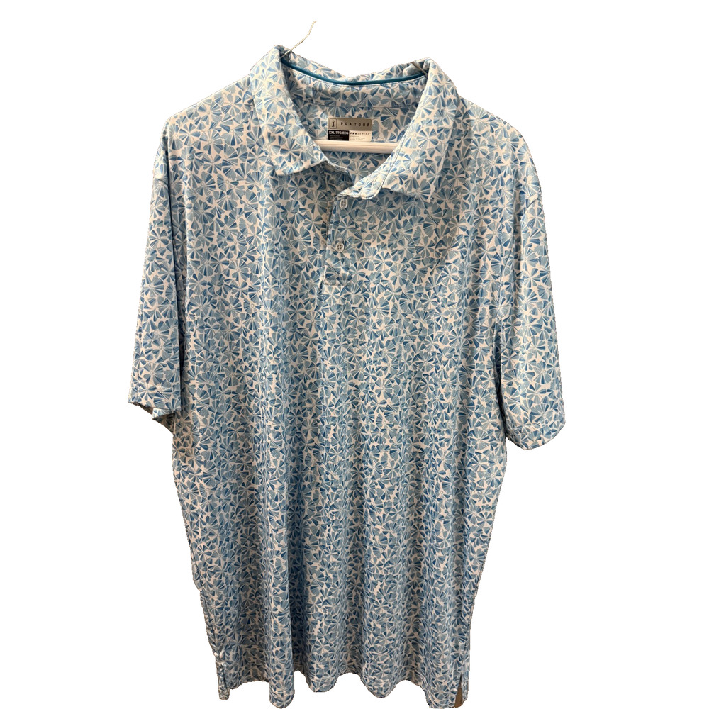 PGA Golf Polo Pro Series XXL Blue Flower pattern Golf Tennis Pickleball Sporty